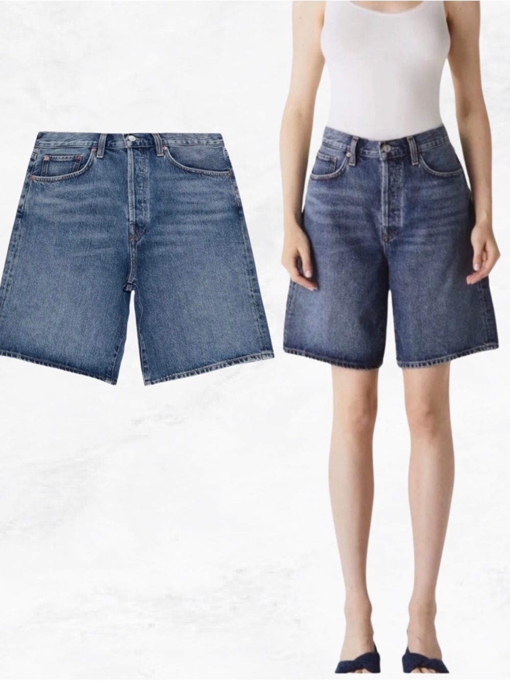 Evereve AGOLDE RISHI Denim Shorts 28 NWOT High Rise Vintage Wash Wide Leg Jorts